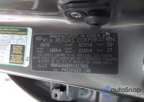 2010 Kia Optima Lx from USA, damaged, VIN KNAGG4A88A5437669